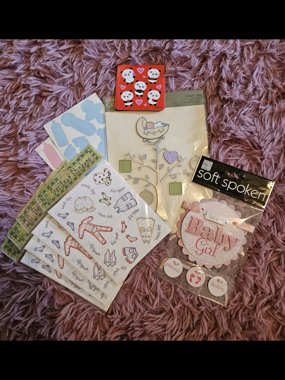 Baby Girl Craft Sticker & Embellishment Bundle - Pink